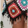 Plus Size Women's Beach Skirt Ethnic Random Mixed Colour Patchwork Pure Hand Hooked Tie Half Skirt