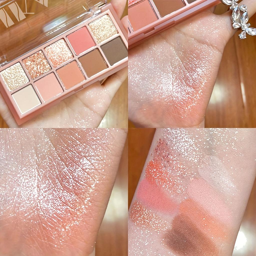 10-Color Smoky Eye Shadow Palette Long-Lasting Matte & Shimmery Finish Black Brown Coral Pink Earth Tones for Face Contouring and Everyday Makeup Look