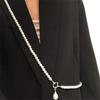 Pearl Pearls Long Necklace Retro Women Pearl Waist Chain Crossbody Strap Chain Dress Decoration