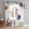 Boho Abstract Leaves Plants Tulle Curtains For Living Room Sheer Curtain For Bedroom Kitchen Blinds Voile Curtains