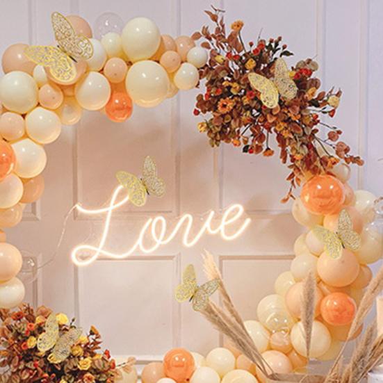 1 Set Wall Sticker with Glue Hollow Out Design Paper Art 3D Butterfly Refrigerator Sticker Home Decoration Household Supplies