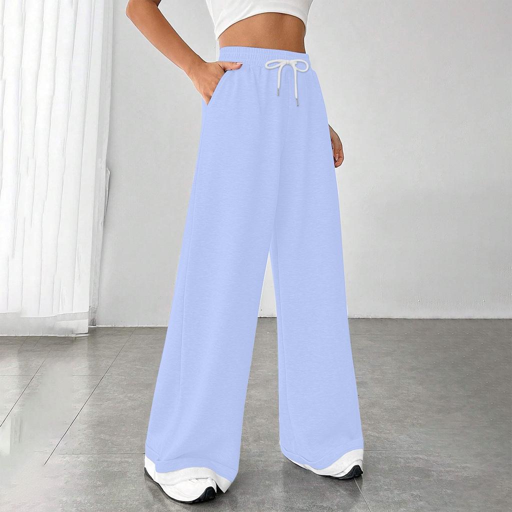 Women's Fashion Loose Drawstring Closed Waist Solid Color Casual Sports Pants Casual Pants