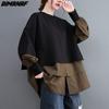 Autumn Lady Casual Shirt Women Clothing Oversize Tops Tees Tunic Loose Casual Long Sleeve Cotton Blouse Black T-Shirt