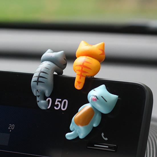 Мини-статуэтки кошек, украшение для приборной панели автомобиля, набор для декора с наклейками на заднюю часть, забавные украшения для зеркала заднего вида автомобиля, фигурки котят