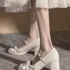 Fairy Gentle High Heels Female 2025 New Thick Heel Wedding Shoes Bridesmaid with Dress Skirt Mary Jane Women's Shoes