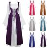 Halloween Lace Up Dress For Women Medieval Vintage Bandage Corset Party Club Elegant Ruffled Sleeves Dress Robe Femme