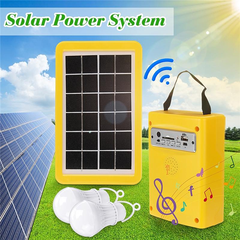 Portable Solar Panels Charging Generator Power System Home Outdoor Lighting for LED Bulb Solar Generators with FM Radio