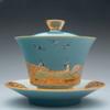 Ceramics  Sancai Gaiwan Pot Holder Master Cup Single Cup Tea CupSmells Fair Cup Chinese Tea Set Tea Tureen