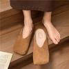 Fashion Brown Baotou Vintage Mules Women's Autumn New Flat Square Toe Fitting Room Lazy Suede Half Slippers