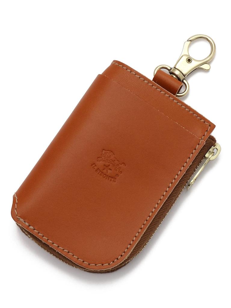 Key Case Leather Genuine Leather Cowhide Unisex Zip Type Discolored [IL BISONTE] Women's Men's