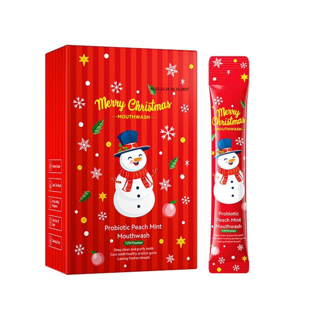 20 Pcs 10ml Christmas Mouthwash Green Lemon Mint Flavored Probiotics Oral Rinse for Long Lasting Fresh Breath Dental Care Travel Size