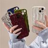 Korean Aesthetic Glossy Ripple Laser Phone Case For Iphone 14 13 12 11 Pro Max Cute Plain Wavey Shockproof Soft Back Cover Funda