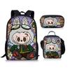 School Bag New Labu Three-piece Set, Meal Bag, Pencil Bag, Student Baby Backpack, Cute and Versatile, Portable.