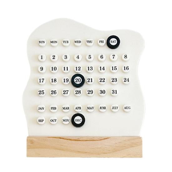 Wood Perpetual Calendar Desktop Acrylic Calendar Stand Week Month Day Display Desk Decor for Home Office Shop Bar