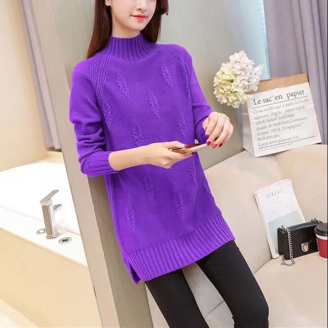 Women's Sweater Mid Length Loose Bottoming Shirt Half Turtleneck Large Size Knit Sweater Top