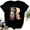 Summer Women's Fashionable Simple Floral Letter Printed Pure Cotton Short Sleeved Women's T-Shirts Women’s