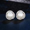 Simple Fashion Imitation Pearl Stud Earrings for Women Trendy Silver Color Zircon Wedding Earrings Party Jewelry Gifts