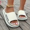 Women Letter Slippers Beach Slides Solid Color Mens Thick Sole Indoor Bathroom Anti Slip Shoes Summer Couple Sandals