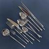 Stainless Steel Cutlery with Steak Cutter Mirror Polished Flatware Utensils Metal Spoons Forks Chopsticks Tableware for Home Parties
