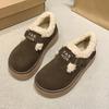 Fashion New Non-slip Winter Warm Short Plush Women's Shoes Outdoors Flat with 2024 Hot Sale Outdoors Buckle Round Head Ladies Shoes