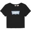 Levis Casual Versatile Slim Fit Logo Print Ribbed Round Neck Short Sleeve T-Shirt Women T-Shirts Black 003SN-0001