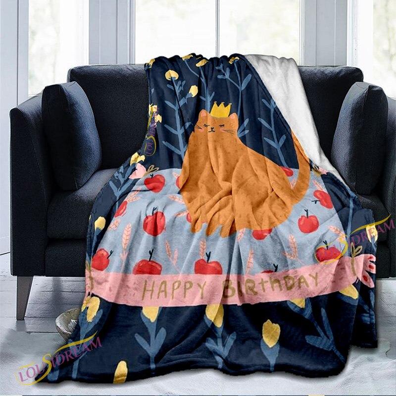 Cartoon Cute Cat Pattern Blanket Warm Blanket Super Soft Flannel Blanket Plush Bed Blanket for Adults and Children Bed or Sofa