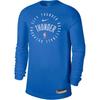 X NBA Collaboration Oklahoma City Thunder Letter Round Neck Pullover Long Sleeve T-Shirt Unisex Tops Blue HF1500-403