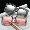 Shining Imitation Diamond Sunglasses Women Square Oversize Glasses Fashion Female Mirror Sun Glasses