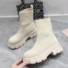 2023 Casual Stretch Fabric Platform Boots Fashion Slip-On Women Ankle Boots Knitted Sock Platform Shoes Sports Short Boots Plus Sizes 43