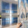 European Living Room Window Screen Curtain Floor-to-ceiling Window Balcony Dining Room Bedroom Blackout Blue Embroidery