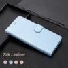 Classics Smooth Silk Leather Phone Wallet Case Book Kickstand For iPhone Samsung Xiaomi Redmi Google Moto Pro Solid Girls Magnetic Card Flip Cover Bag