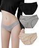 Kayuuhin Set of Cotton Sexy and and Skin Size 3-Piece Women's Low-Waisted Panties, Underwear, Soft, 100% Cotton, Crotchless, Breathable,
