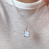 Warmrecord Silver925 Frame Rainbow Moonstone Necklace_N053