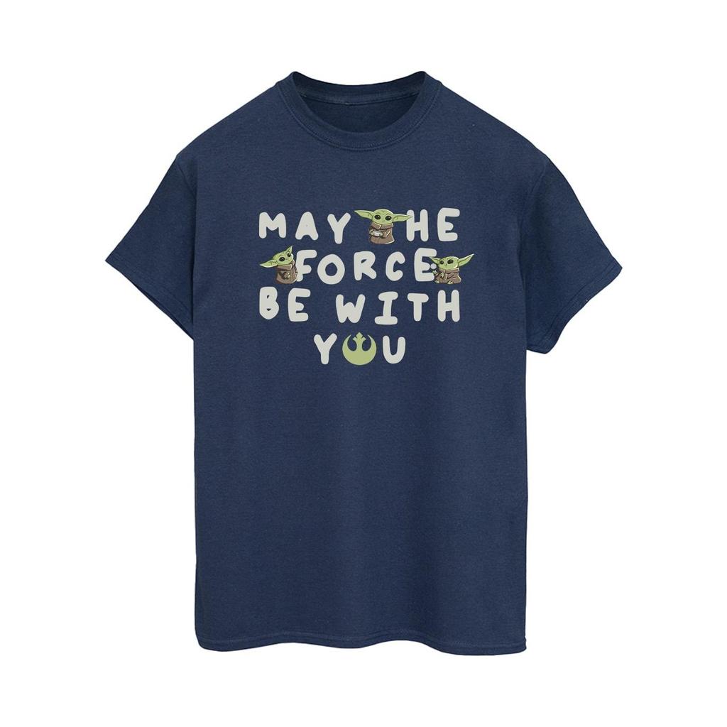 Star Wars Womens/Ladies The Mandalorian Grogu May The Force Be With You Cotton Boyfriend T-Shirt