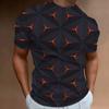 Retro Summer Men's Luxurious Round Neck T-Shirt With 3d Geometric Pattern Patchwork Printing Casual Polyester Short Sleeves