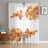 Autumn Maple Leaves On Branches Sheer Curtains For Living Room Window Transparent Voile Tulle Curtain Bedroom Drapes Home Decor