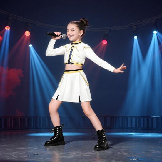 Pop Singers Cosplay Costume Stage Performance Outfits Girl Dance Troupe Attire for Kids Halloween Carnival Costume Party Dress-up