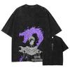Anime Bleach T-Shirt Oversized Vintage Washed Zaraki Kenpachi T-Shirts Retro Harajuku Ichigo Rukia Tops Tees Man 100% Cotton