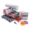 500Pcs Poker Chips 2 Set Play Cards 5 Dices Set with Carrying Case for Home Travel Camping Picnic