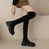 Women Long Sock Boots Autumn Winter Black Thick High Heel Round Head Elastic Stocking Boots Platform Slip On Casual Botines