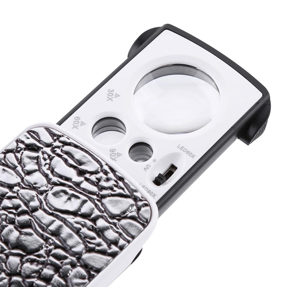 30x / 60x / 90x увеличительное стекло ювелирная оптическая лупа ювелирная светодиодная лупа