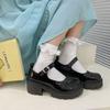 Internet Celebrity British Small Leather Shoes Women'S Platform Mary Jane Shoes One-Button High Heels Single Shoes Lolita Student Jk Uniform Shoes