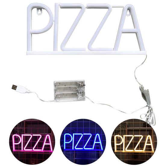 Pizza Letter Neon Sign LED Light Creative Shape Energy-saving Flicker Free Wall Art Background Neon Lamp Decor