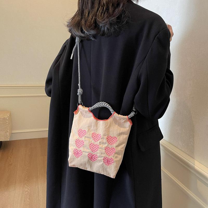 2025 New Fashion Embroidery Bag Shopping Bag Real Nylon Fashion Portable Shoulder Messenger Bag Women