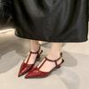 New Brand Women Sandal Fashion Pointed Toe Thin Low Heels Ladies Elegant Slingback Shoes Dress Pumps Shoes