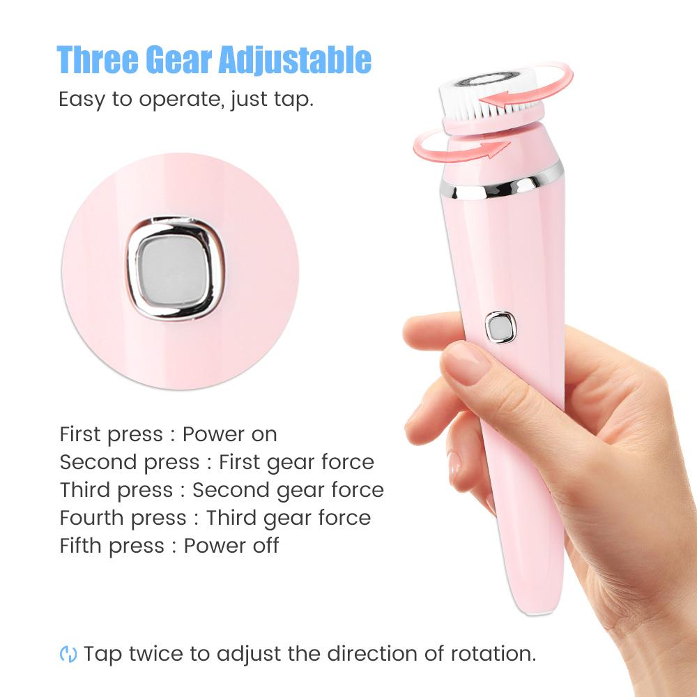 4 In 1 Electric Face Cleansing Brush for Facial Skin Care Wash Sonic Vibration Massage Tool Acne Pore Blackhead Silicone Cleaner