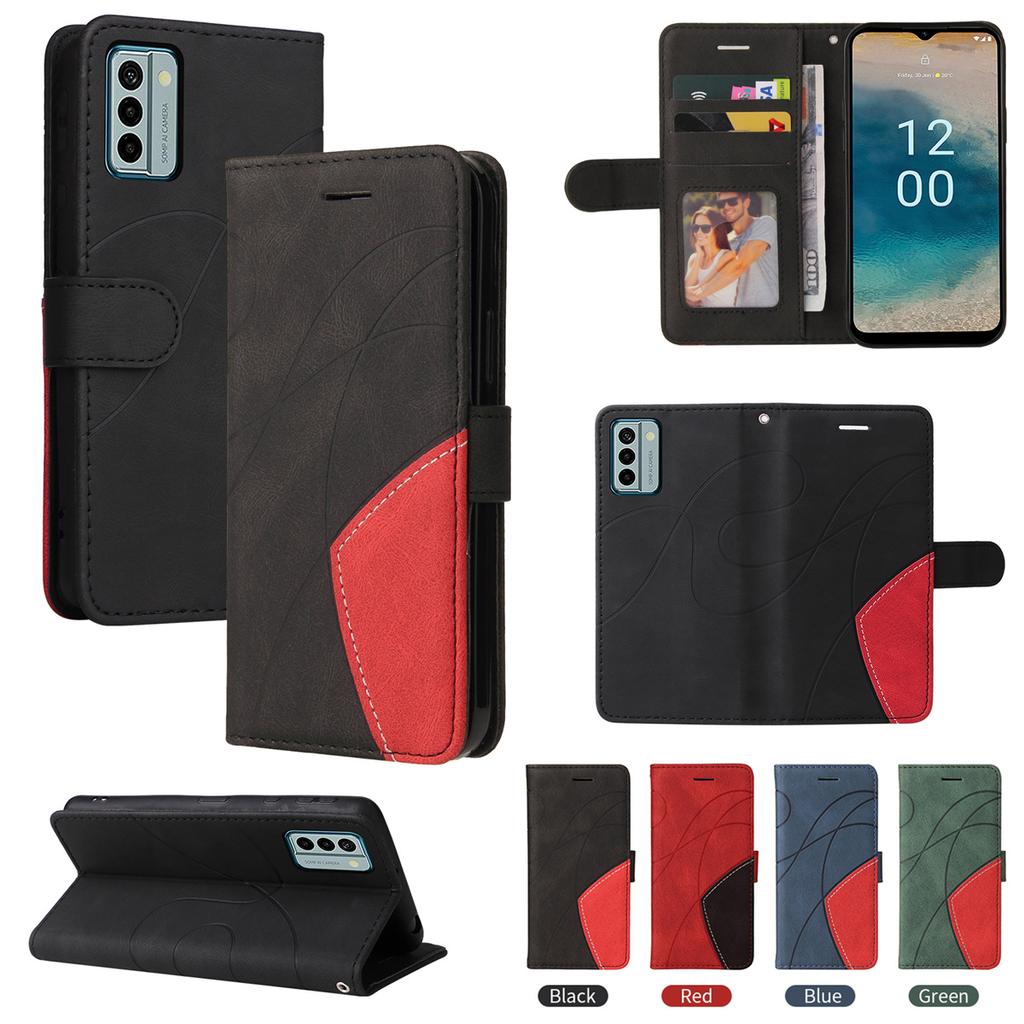 For Nokia 5.3,Nokia 3.4,Nokia 5.4,Nokia 2.4,Nokia G10,G20...Line Pattern Style Splicing Design PU Leather Flip Stand Wallet Phone Bag Case with Card
