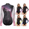 Womens Figure Skating Leotard Rhinestone Long Sleeve Hollow Out Design Ballet Gymnastic Training Bodysuit