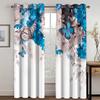 Blue Curtains for Living Room Luxury Butterfly Blackout Window Curtain for Bedroom Semi-Shading 2 Pieces Set Room Cortina Custom