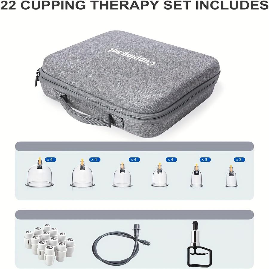 Professional Chinese Acupoint Cupping Therapy Set - 22 Cups, Hijama Massage Kit with Vacuum Pump, Portable Suction Cellulite Cups with Travel Case